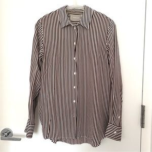 Everlane Women’s striped shirt long-sleeve dark red & white